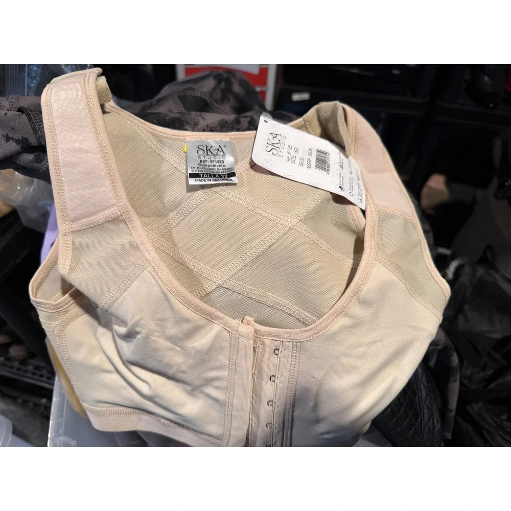 SKA Studio Post-Surgical Compression Bra Beige Front Closure 5F132B NWT Size 32